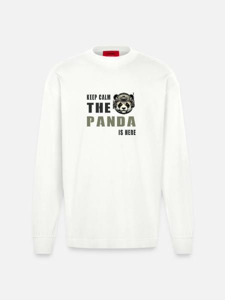 Tactical Panda – Keep Calm - Heavyweight Oversized Organic Longsleeve Shirt Made in EU - OFF WHITE