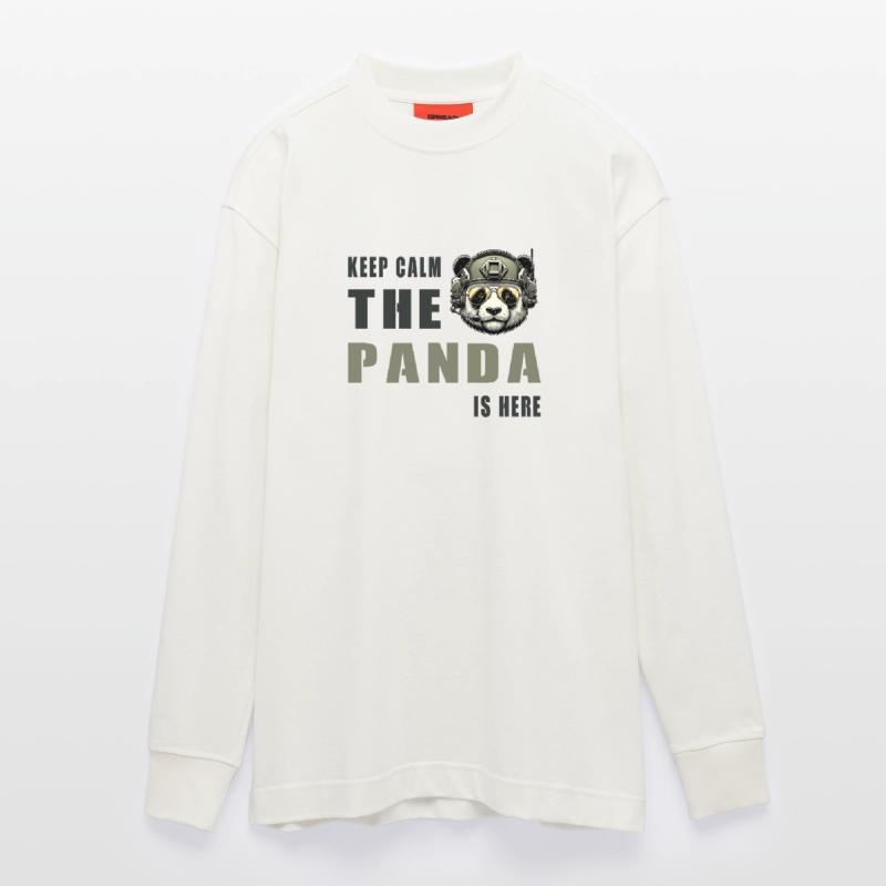 Taktischer Panda – Keep Calm Heavyweight Oversized Organic Langarmshirt Made in EU