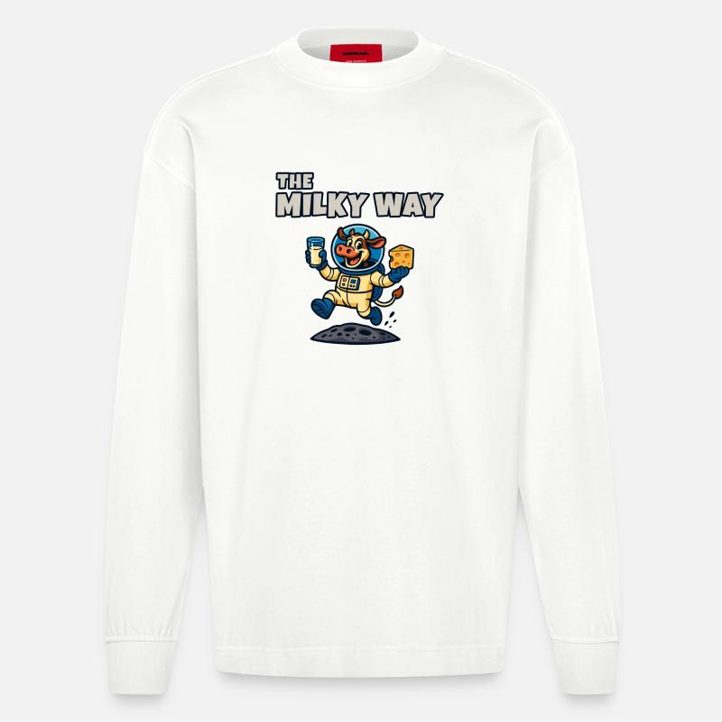 Die Milchstraße – Ko Astronaut - Heavyweight Oversized Organic Langarmshirt Made in EU - OFF WHITE
