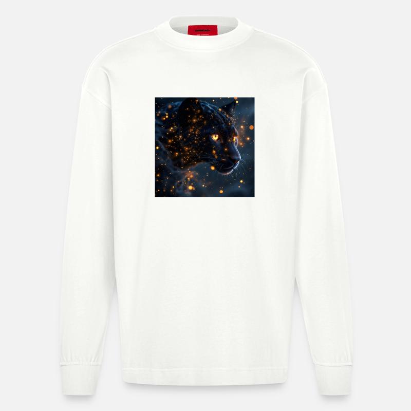 Krafttier Schwarzer Guepard - Heavyweight Oversized Organic Langarmshirt Made in EU - OFF WHITE