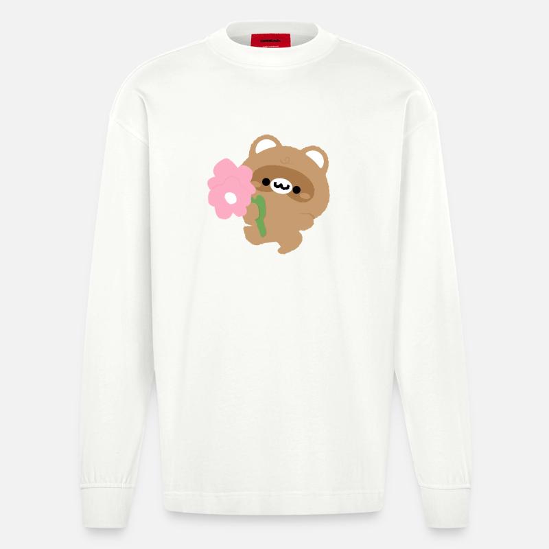 Romantischer Biber - Heavyweight Oversized Organic Langarmshirt Made in EU - OFF WHITE