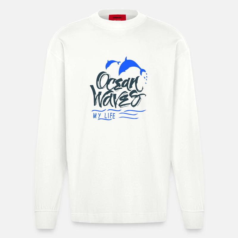 Ocean Delfine - Heavyweight Oversized Organic Langarmshirt Made in EU - OFF WHITE