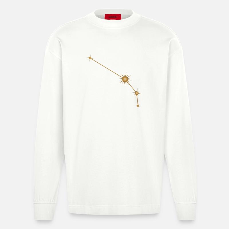 Stern Konstellation Widder Sternzeichen Sternzeichen Golden - Heavyweight Oversized Organic Langarmshirt Made in EU - OFF WHITE