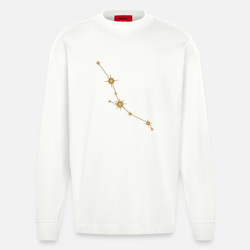 Sternbild Stier Sternzeichen Sternzeichen Golden - Heavyweight Oversized Organic Langarmshirt Made in EU - OFF WHITE