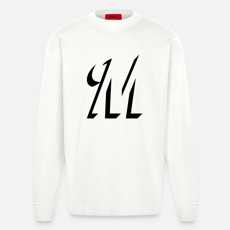 Letter M, Name, der Buchstabe M - Heavyweight Oversized Organic Langarmshirt Made in EU - OFF WHITE