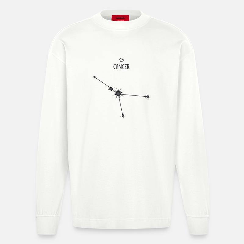 Krebs Sternzeichen Sternbild Sternbild Schwarz & Grau - Heavyweight Oversized Organic Langarmshirt Made in EU - OFF WHITE