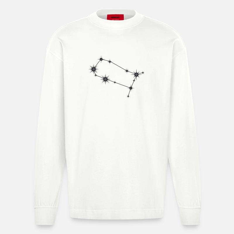 Zwillinge Sternbild Sternzeichen Schwarz & Grau - Heavyweight Oversized Organic Langarmshirt Made in EU - OFF WHITE