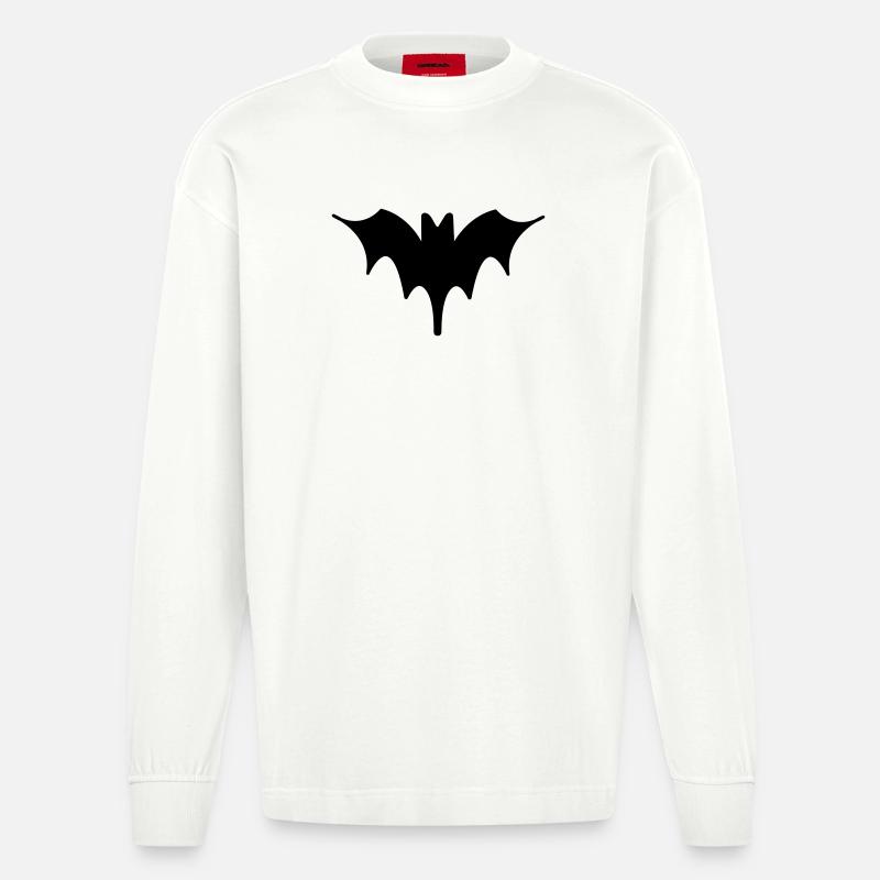 Fledermaus Halloween Kunst 3 - Heavyweight Oversized Organic Langarmshirt Made in EU - OFF WHITE