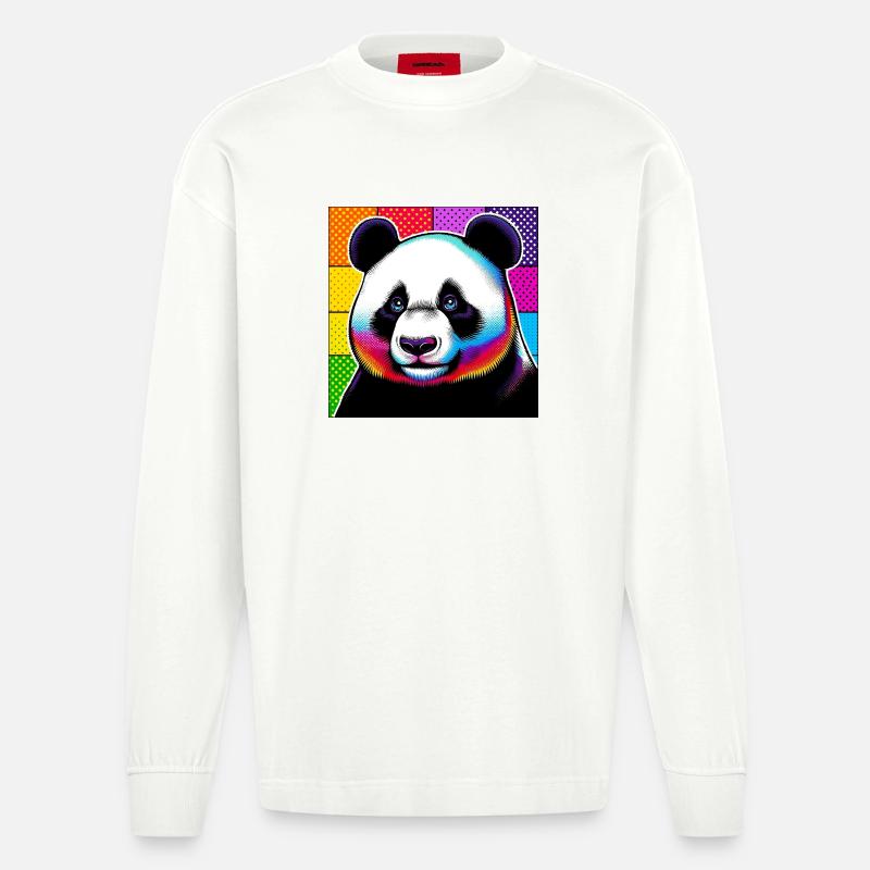 Panda - Heavyweight Oversized Organic Langarmshirt Made in EU - OFF WHITE