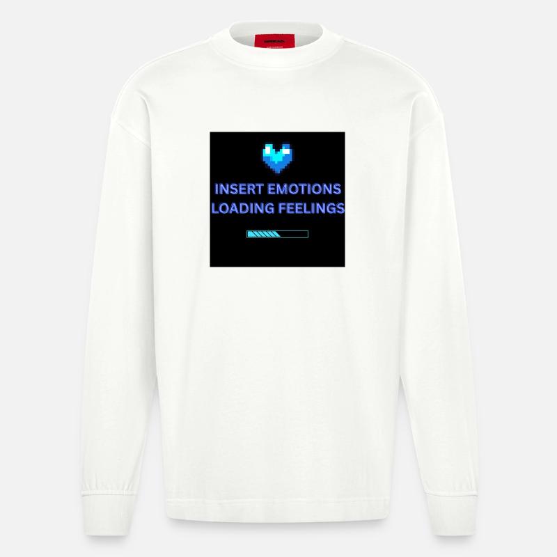 INSERT EMOTIONS LOADING FEELINGS  - Heavyweight Oversized Organic Langarmshirt Made in EU - OFF WHITE