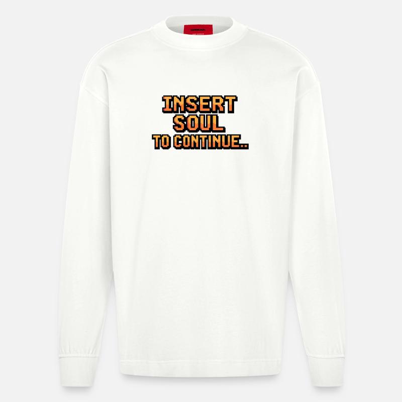 Conception de continuation de l’âme pixélisée - Manches longues bio épais oversize fabriqué en UE - OFF WHITE