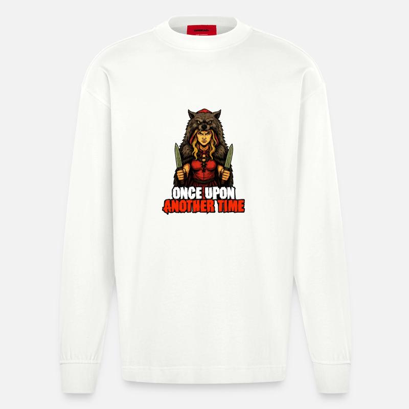 Es war einmal – Rotkäppchen – Humor - Heavyweight Oversized Organic Langarmshirt Made in EU - OFF WHITE