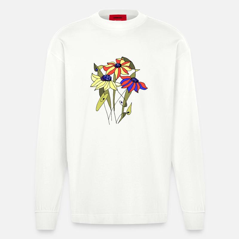 Blumen - Heavyweight Oversized Organic Langarmshirt Made in EU - OFF WHITE