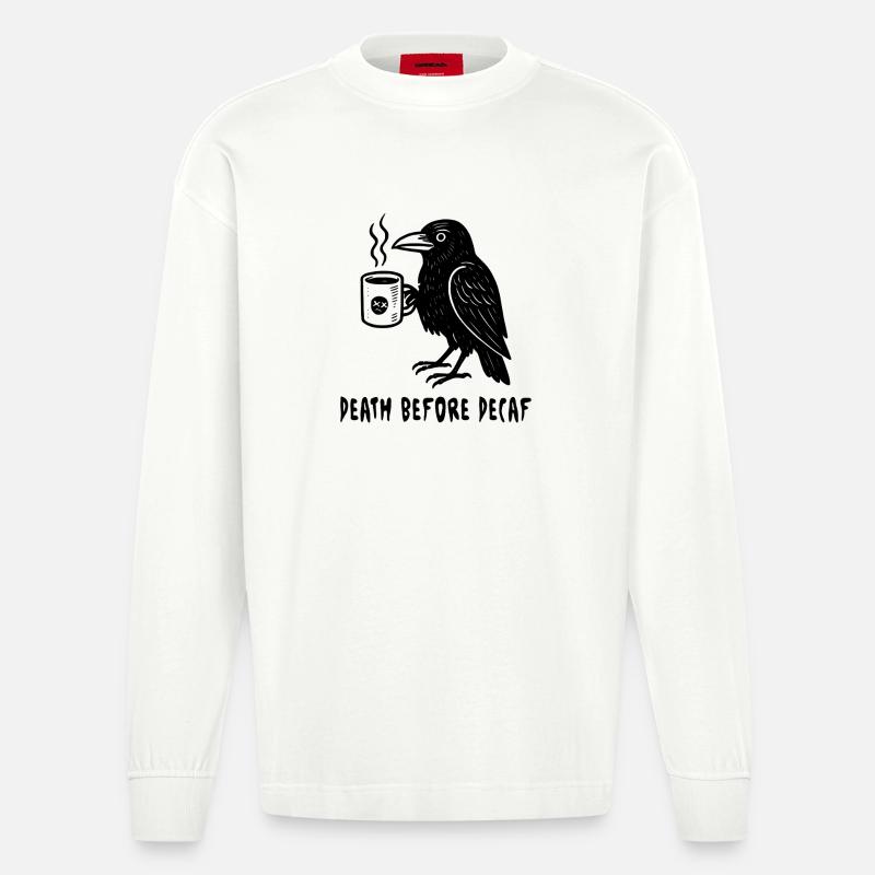 Death before Decaf - Rabe - Heavyweight Oversized Organic Langarmshirt Made in EU - OFF WHITE