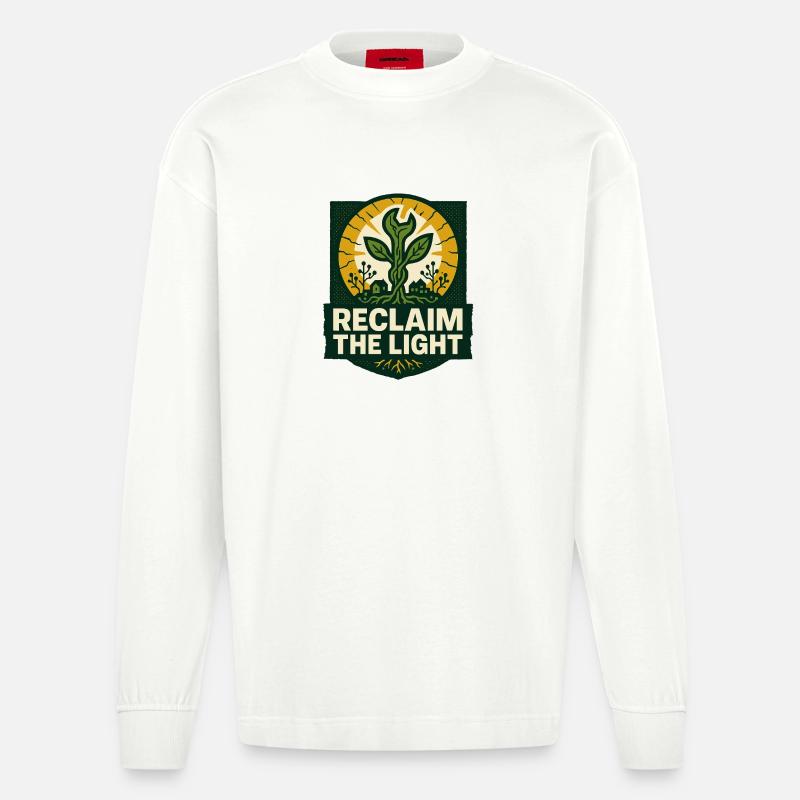 Reclaim the Light – Solarpunk - Heavyweight Oversized Organic Langarmshirt Made in EU - OFF WHITE