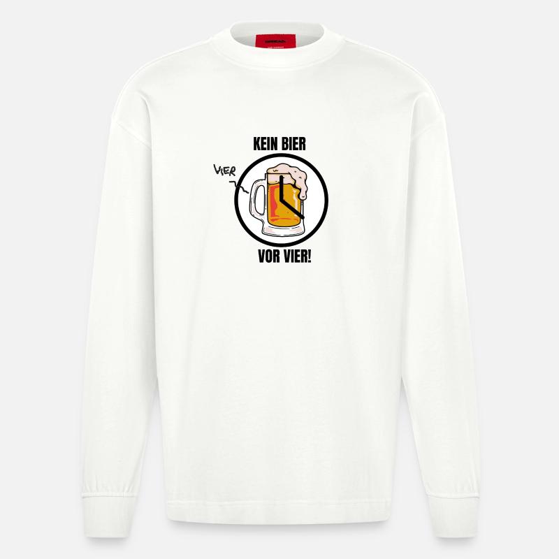 KEIN BIER VOR VIER! - Heavyweight Oversized Organic Langarmshirt Made in EU - OFF WHITE