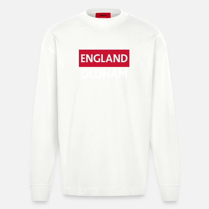 Conception des drapeaux anglais Oldham - Manches longues bio épais oversize fabriqué en UE - OFF WHITE