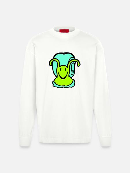 snail shell snail slug cute sweet - Heavyweight Oversized Organic Longsleeve Shirt Made in EU - OFF WHITE