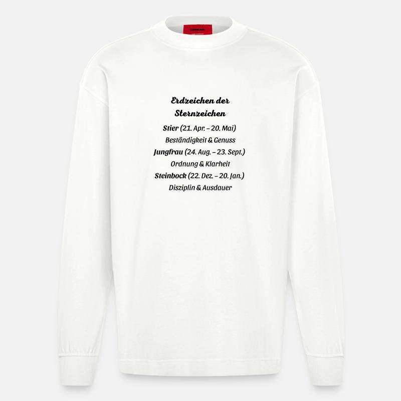 Erdzeichen_der_Sternzeichen - Heavyweight Oversized Organic Langarmshirt Made in EU - OFF WHITE