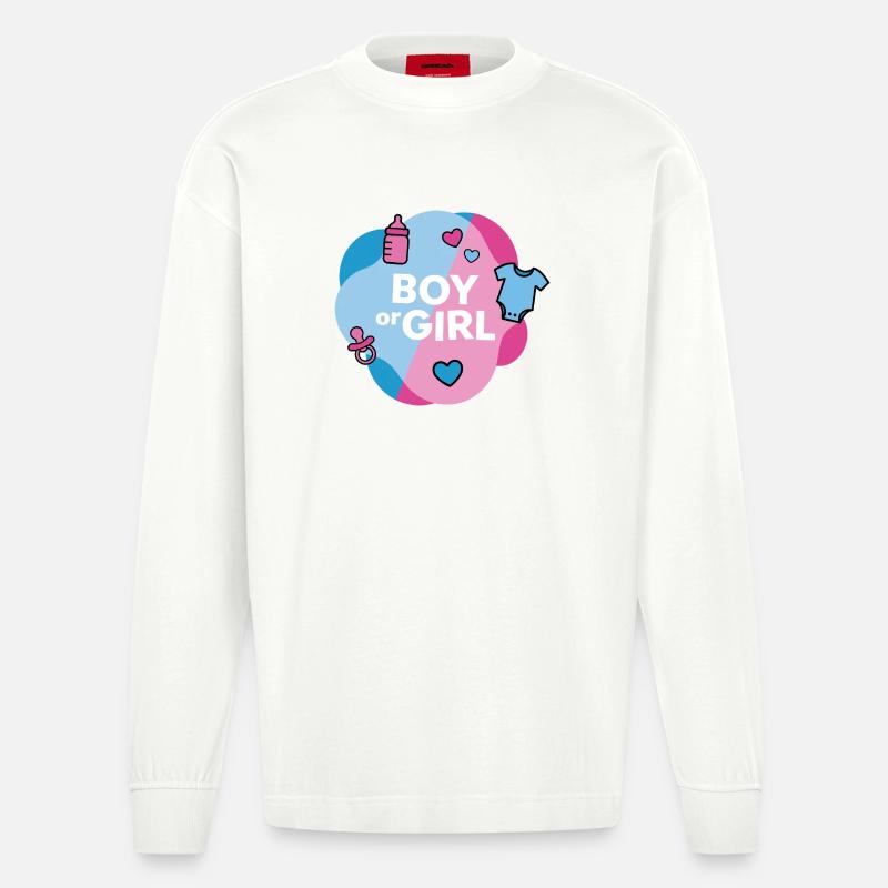 Geschlecht enthüllen Junge oder Mädchen - Heavyweight Oversized Organic Langarmshirt Made in EU - OFF WHITE