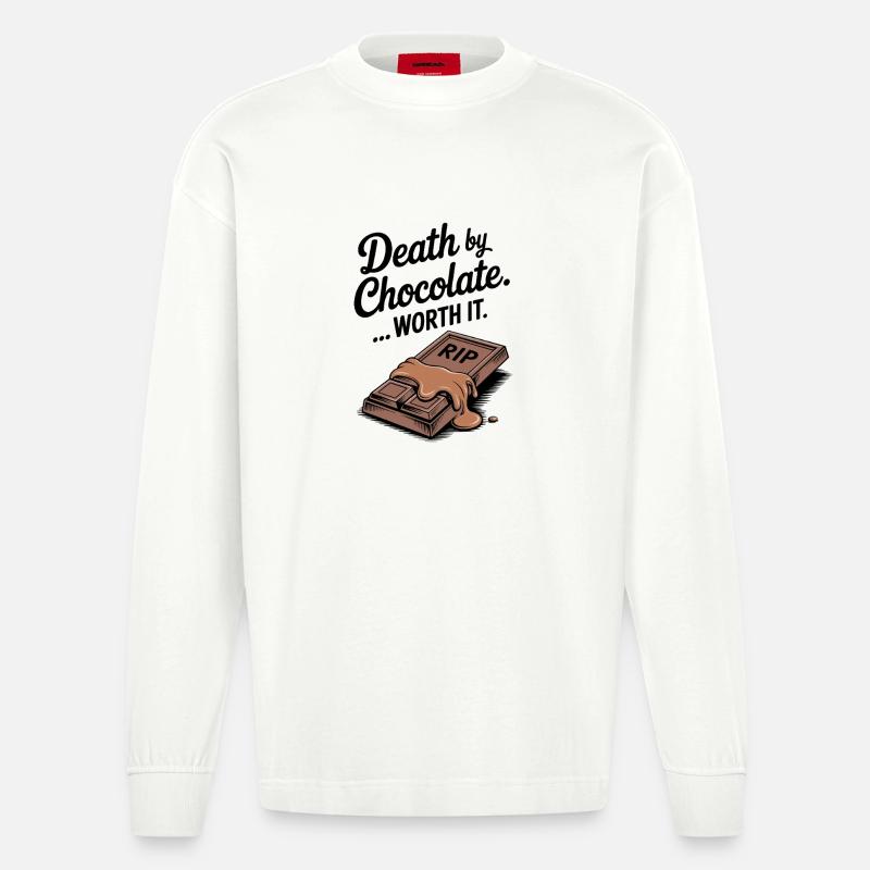 Tod durch Schokolade... Es lohnt sich - Heavyweight Oversized Organic Langarmshirt Made in EU - OFF WHITE