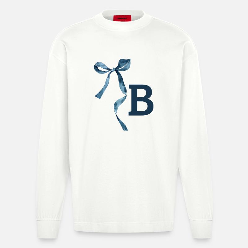 Monogramm b Geschenkidee - Heavyweight Oversized Organic Langarmshirt Made in EU - OFF WHITE