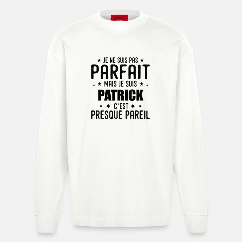 Patrick: authentisch, unvollkommen, oben, perfekt - Heavyweight Oversized Organic Langarmshirt Made in EU - OFF WHITE