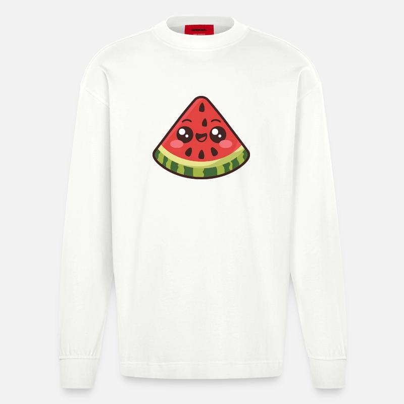 Mignonne tranche de pastèque - Manches longues bio épais oversize fabriqué en UE - OFF WHITE