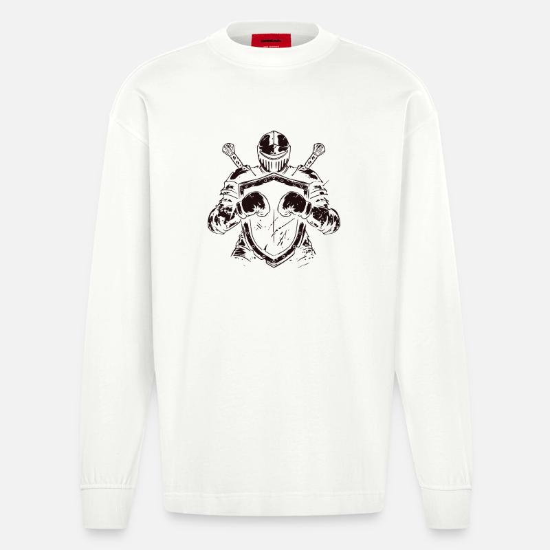 Chevalier avec bouclier et épée - Manches longues bio épais oversize fabriqué en UE - OFF WHITE