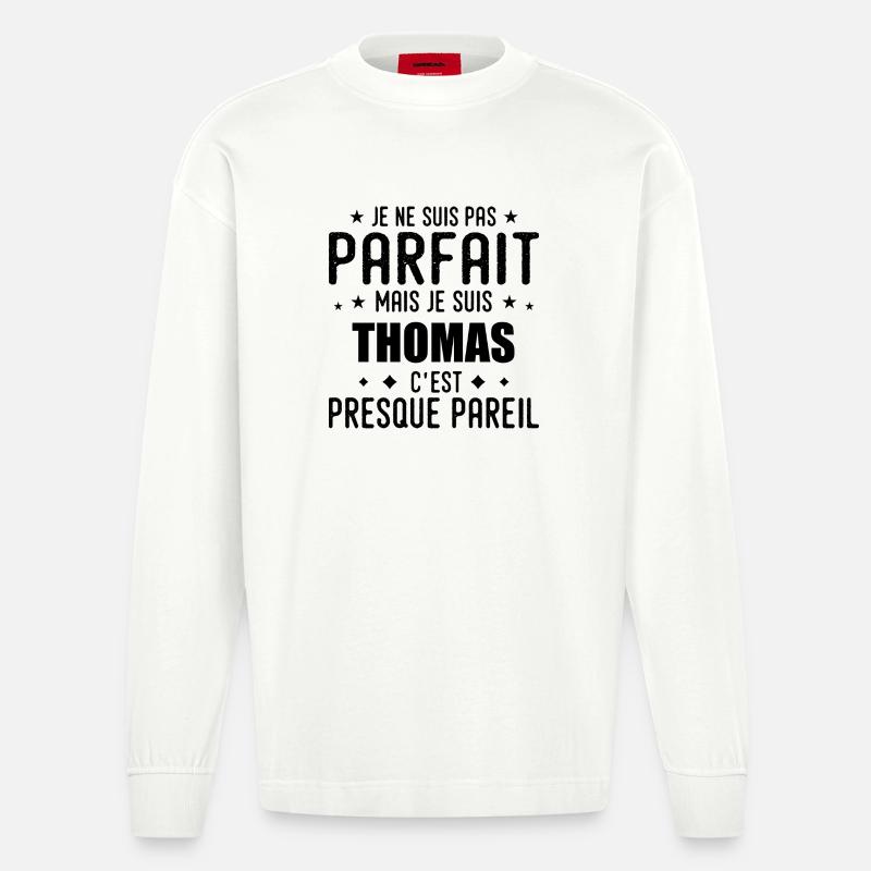 Thomas: authentisch, unvollkommen, oben, perfekt - Heavyweight Oversized Organic Langarmshirt Made in EU - OFF WHITE