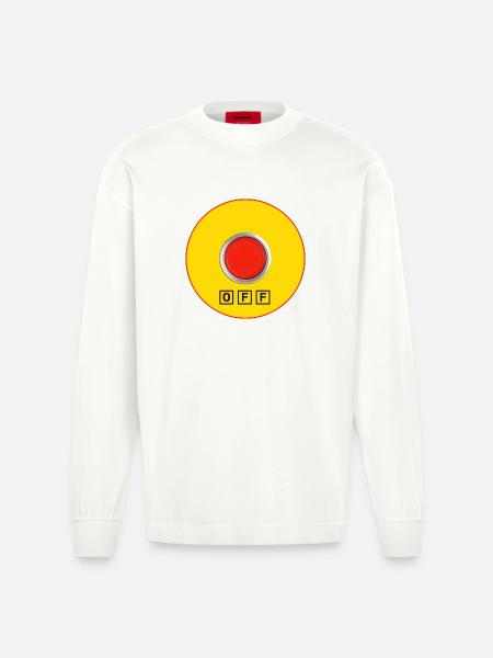 Stop for logorrheic - Heavyweight Oversized Organic Longsleeve Shirt Made in EU - OFF WHITE