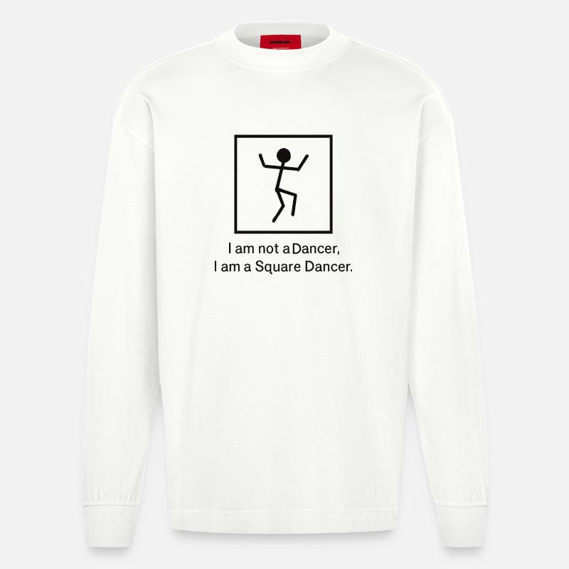 Ich bin ein Square Dancer - Heavyweight Oversized Organic Langarmshirt Made in EU - OFF WHITE