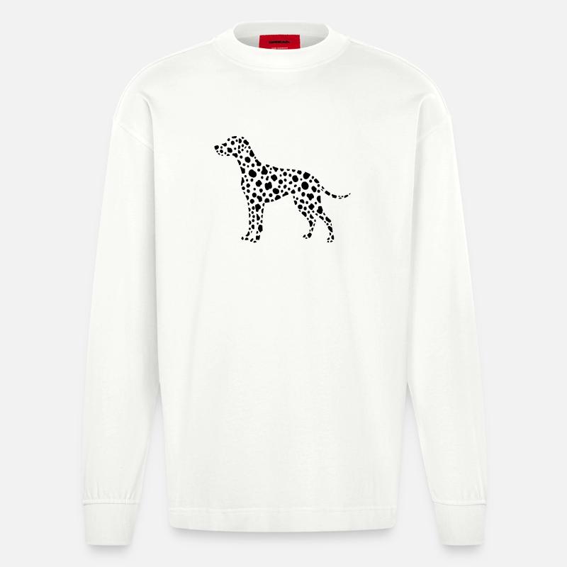 Conception de points de silhouette dalmate - Manches longues bio épais oversize fabriqué en UE - OFF WHITE