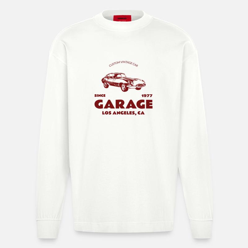 Custom Oldtimer – Garage Los Angeles - Heavyweight Oversized Organic Langarmshirt Made in EU - OFF WHITE