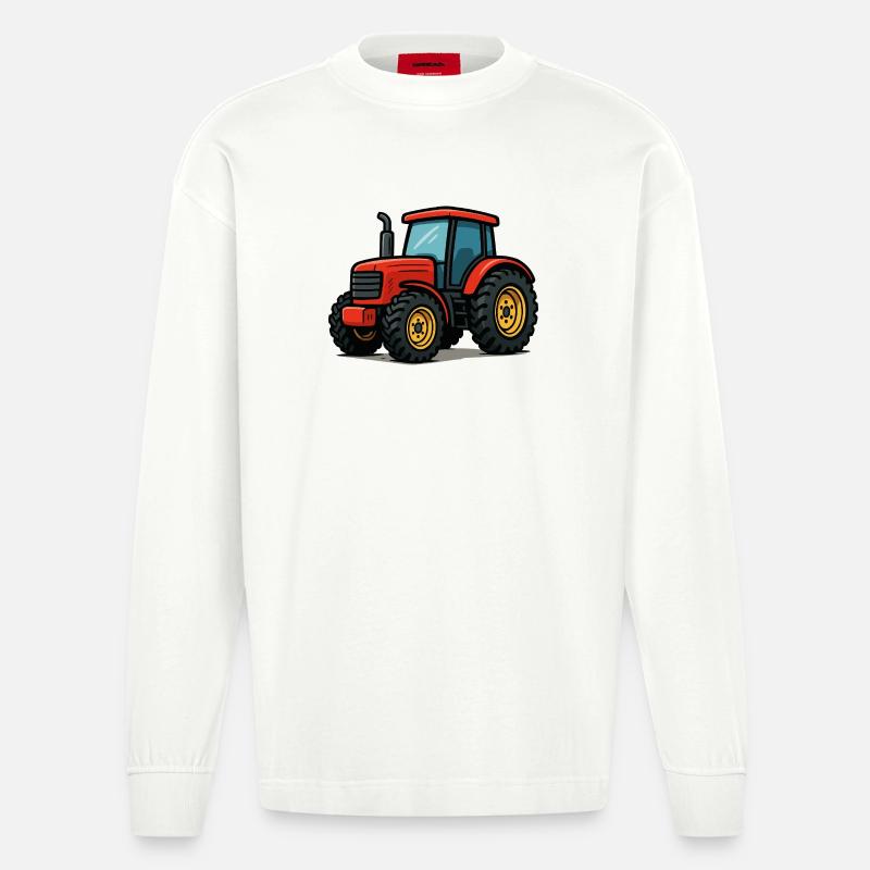 Traktor Comic - Heavyweight Oversized Organic Langarmshirt Made in EU - OFF WHITE