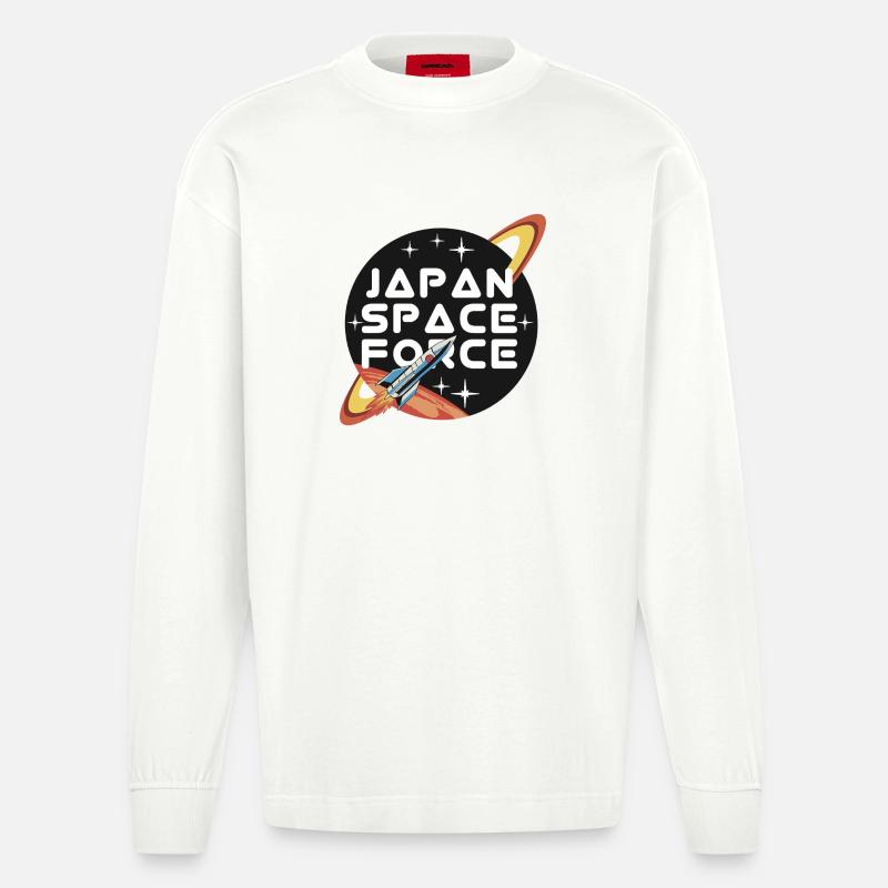 Japan Space Force Retro Logo - Heavyweight Oversized Organic Langarmshirt Made in EU - OFF WHITE