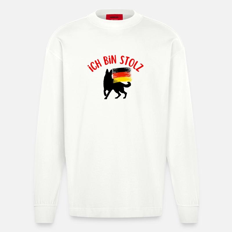 Ich bin Deutscher - Heavyweight Oversized Organic Langarmshirt Made in EU - OFF WHITE