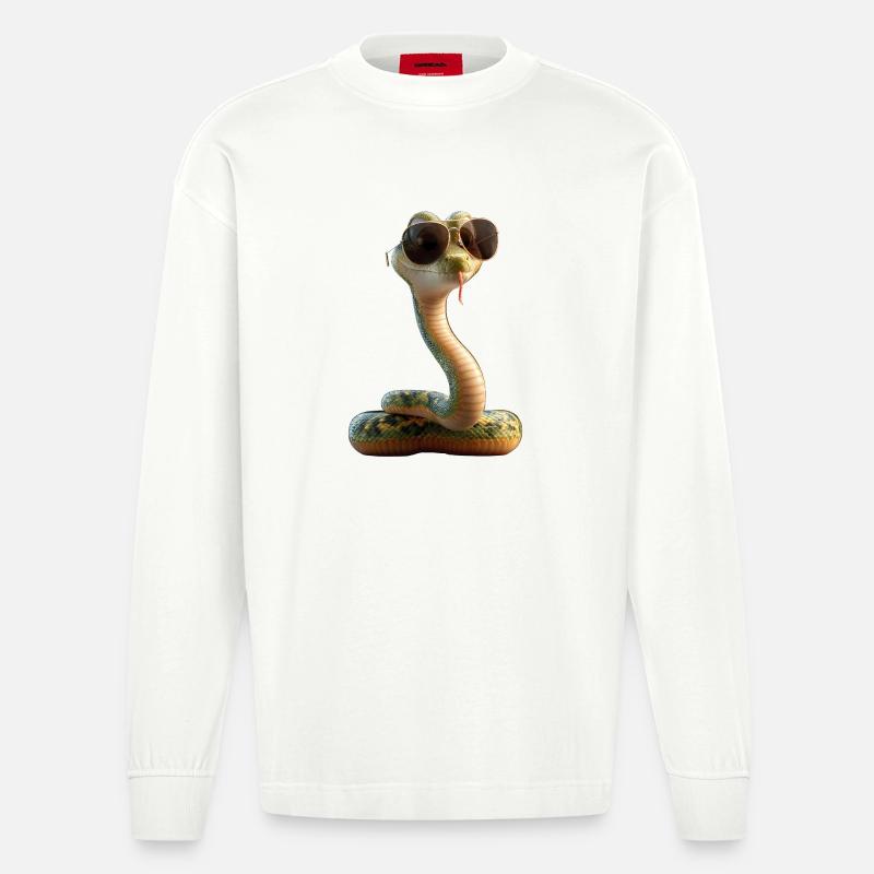 snake, python, cobra, rattlesnake, snakes - Heavyweight Oversized Organic Longsleeve Shirt Made in EU - OFF WHITE