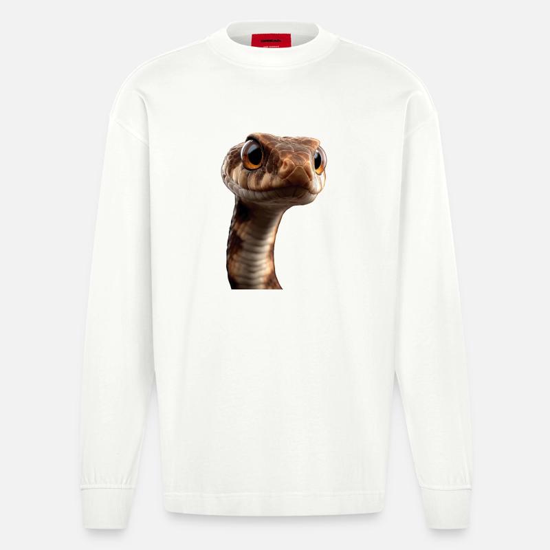 Schlange Python Kobra Klapperschlange Schlangen - Heavyweight Oversized Organic Langarmshirt Made in EU - OFF WHITE