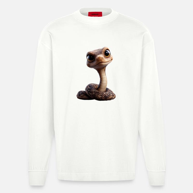 Schlange Python Kobra Klapperschlange Schlangen - Heavyweight Oversized Organic Langarmshirt Made in EU - OFF WHITE