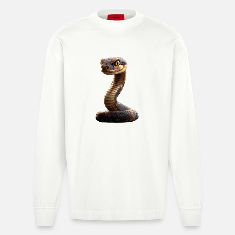 snake, python, cobra, rattlesnake, snakes - Heavyweight Oversized Organic Longsleeve Shirt Made in EU - OFF WHITE