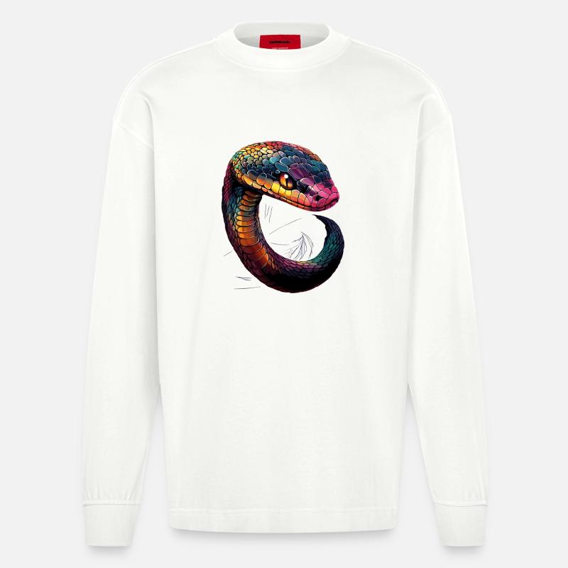 snake, python, cobra, rattlesnake, snakes - Heavyweight Oversized Organic Longsleeve Shirt Made in EU - OFF WHITE