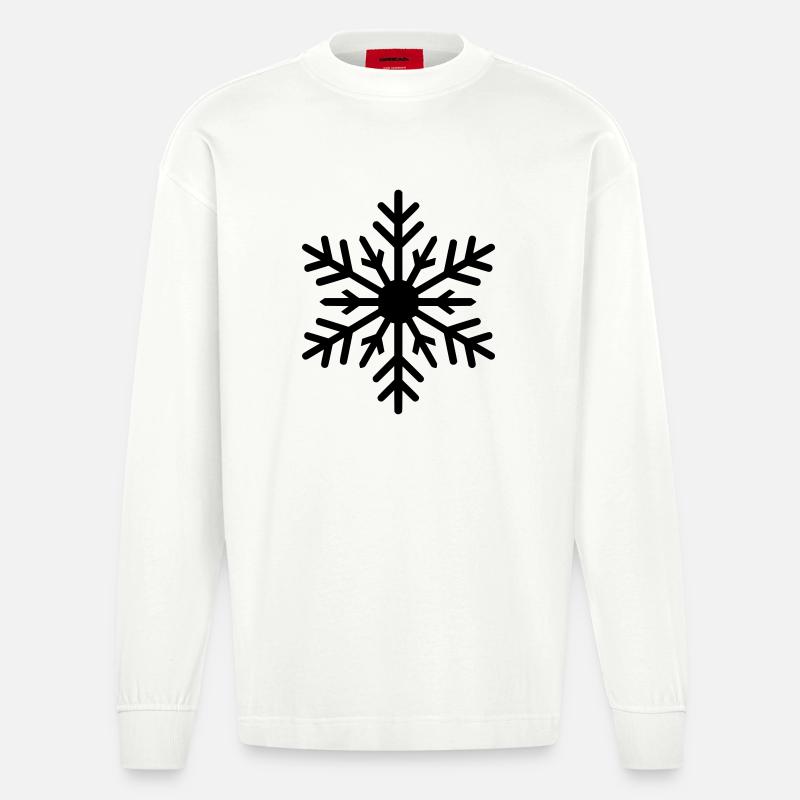 Schneeflocke, Eiskristall, Farbe variabel - Heavyweight Oversized Organic Langarmshirt Made in EU - OFF WHITE