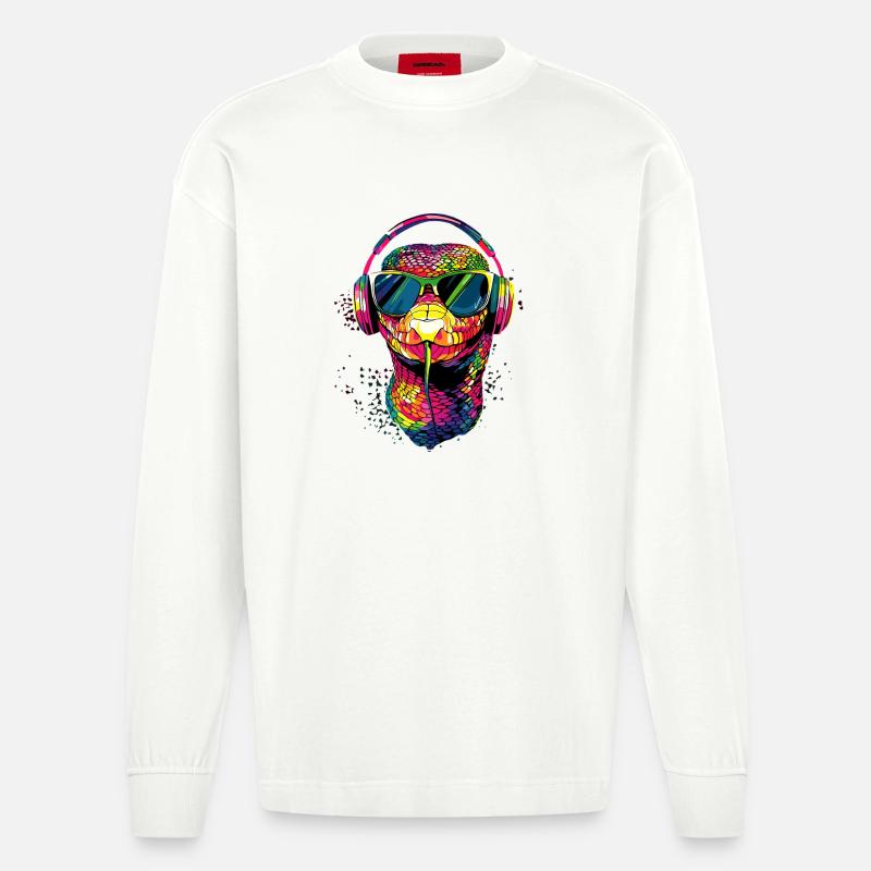 snake, python, cobra, rattlesnake, snakes - Heavyweight Oversized Organic Longsleeve Shirt Made in EU - OFF WHITE