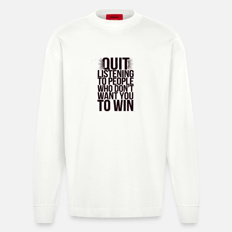 Conception de citations d’arrêt de l’écoute - Manches longues bio épais oversize fabriqué en UE - OFF WHITE