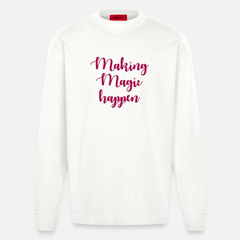 Making Magic Happen Inspiration - Heavyweight Oversized Organic Langarmshirt Made in EU - OFF WHITE