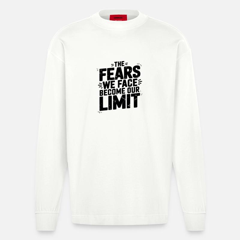 Angst wird zu unserem Limit Zitat-Design - Heavyweight Oversized Organic Langarmshirt Made in EU - OFF WHITE