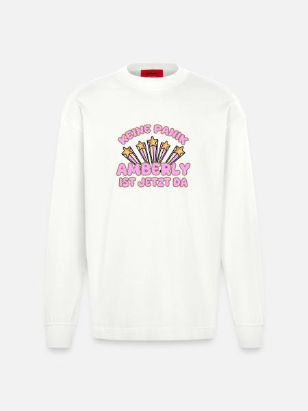 Amberly as a woman's name - Heavyweight Oversized Organic Longsleeve Shirt Made in EU - OFF WHITE