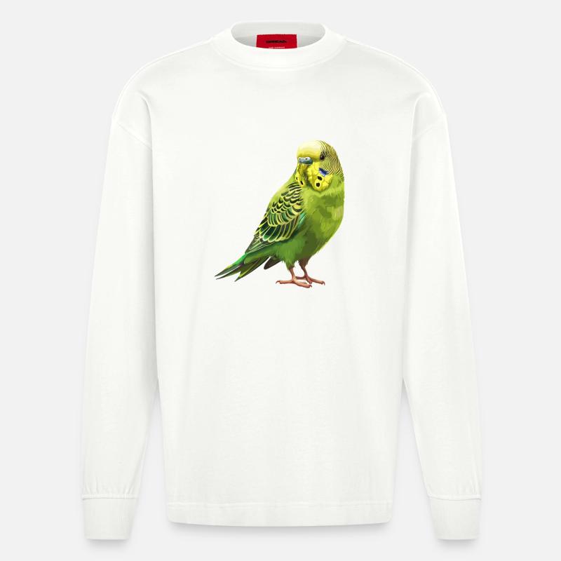 Conception de perruche Joie de vivre - Manches longues bio épais oversize fabriqué en UE - OFF WHITE