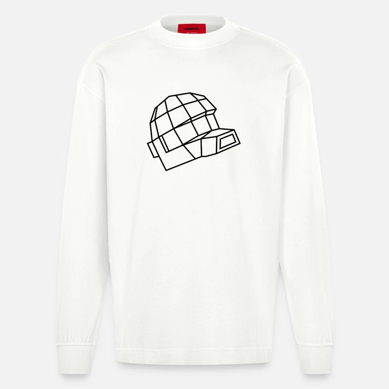 Daft Helm – Electro, Dance & Robot Style - Heavyweight Oversized Organic Langarmshirt Made in EU - OFF WHITE